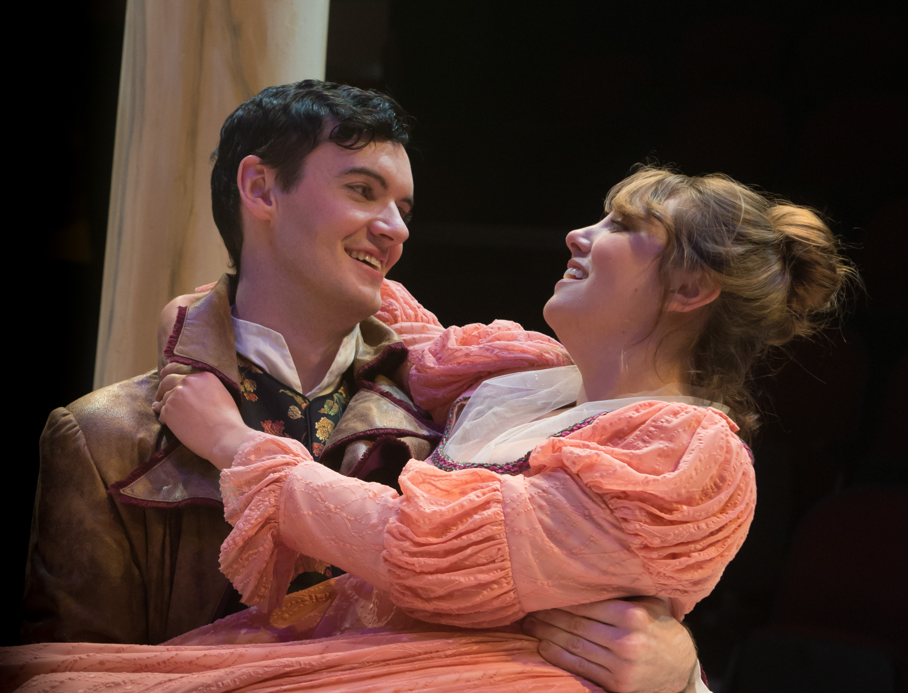 Willoughby literally sweeps Marianne off her feet in LNT's Sense & Sensibility. Photo by Robert Eddy